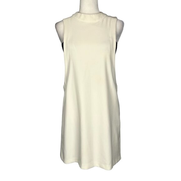 Tintoretto Womens Ivory Gray Sleeveless Mock Neck Mini Dress size Small - Picture 2 of 15